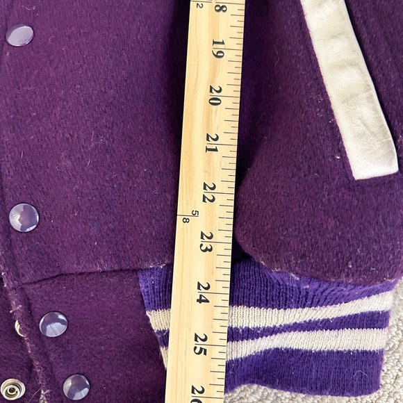 Vintage Purple Wool and White Leather “Knights” Varsity Jacket 1986 Size 42 - Picture 7 of 8